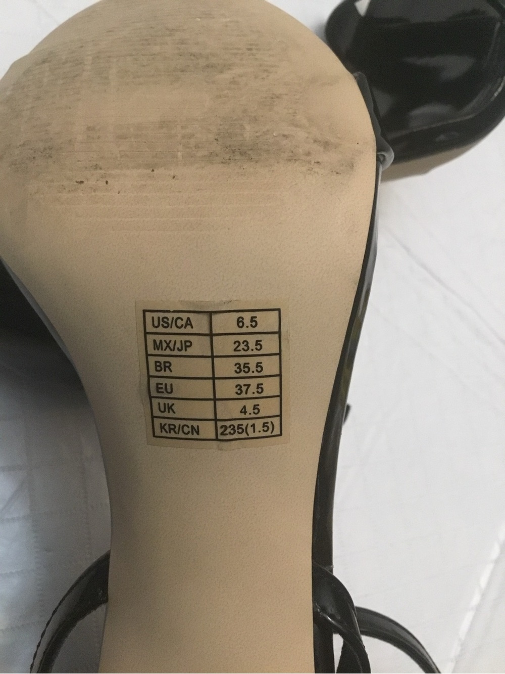 Forever 21 Black Patent Ankle Strap Heels Open Toe Glossy Size 6.5 Like New - Picture 10 of 13